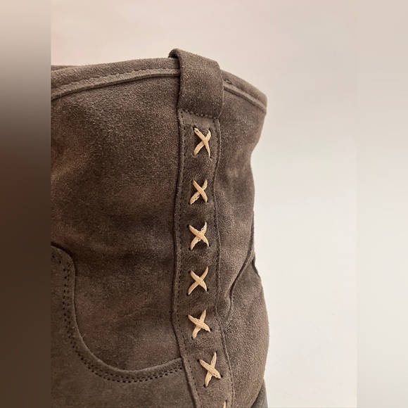 SUNDANCE hidden platform suede faux fur lined booties - Picture 2 of 8